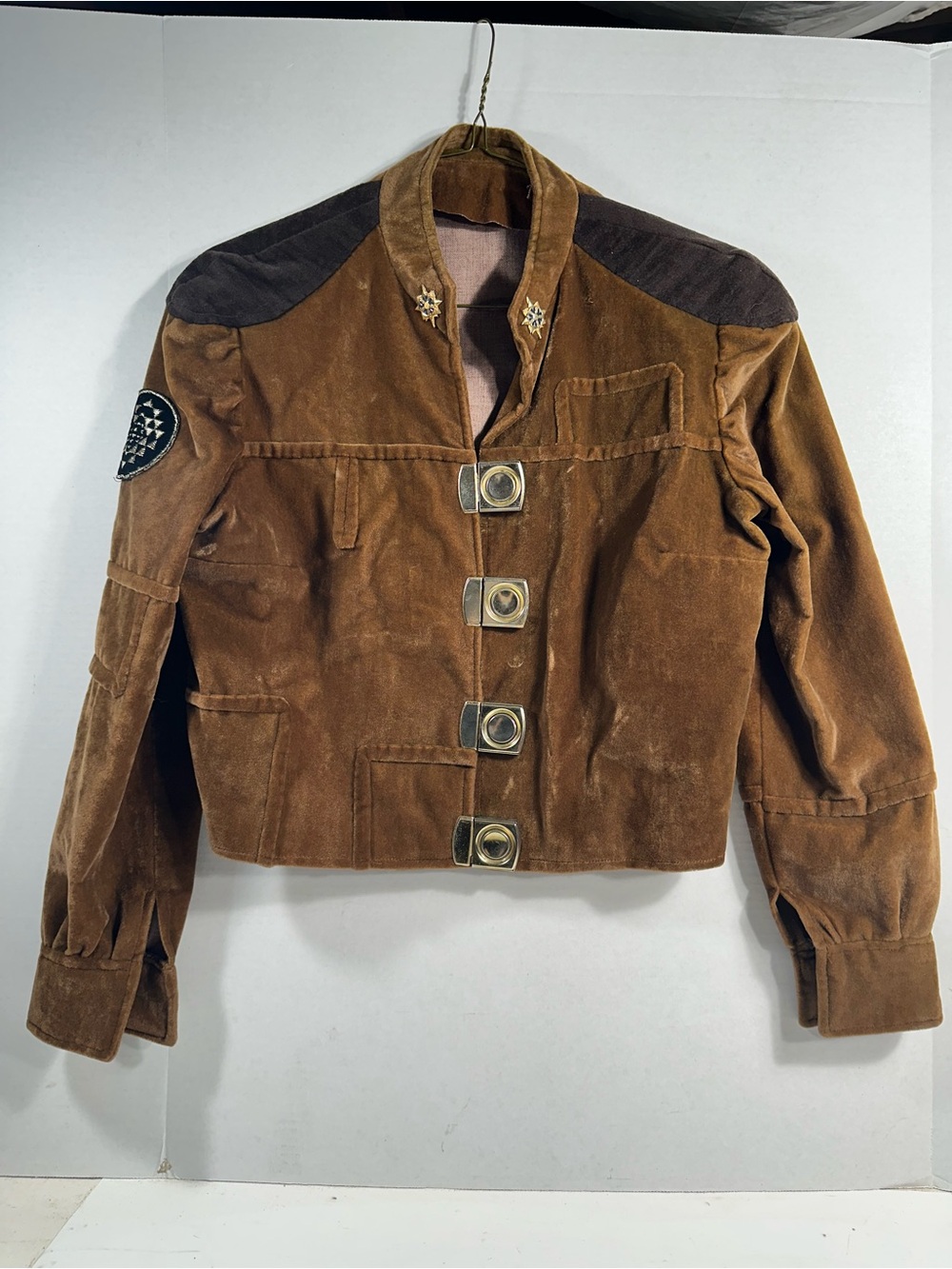 Battlestar Gallactica Brown Suede Military-Style Cropped Jacket - Picture 1 of 8